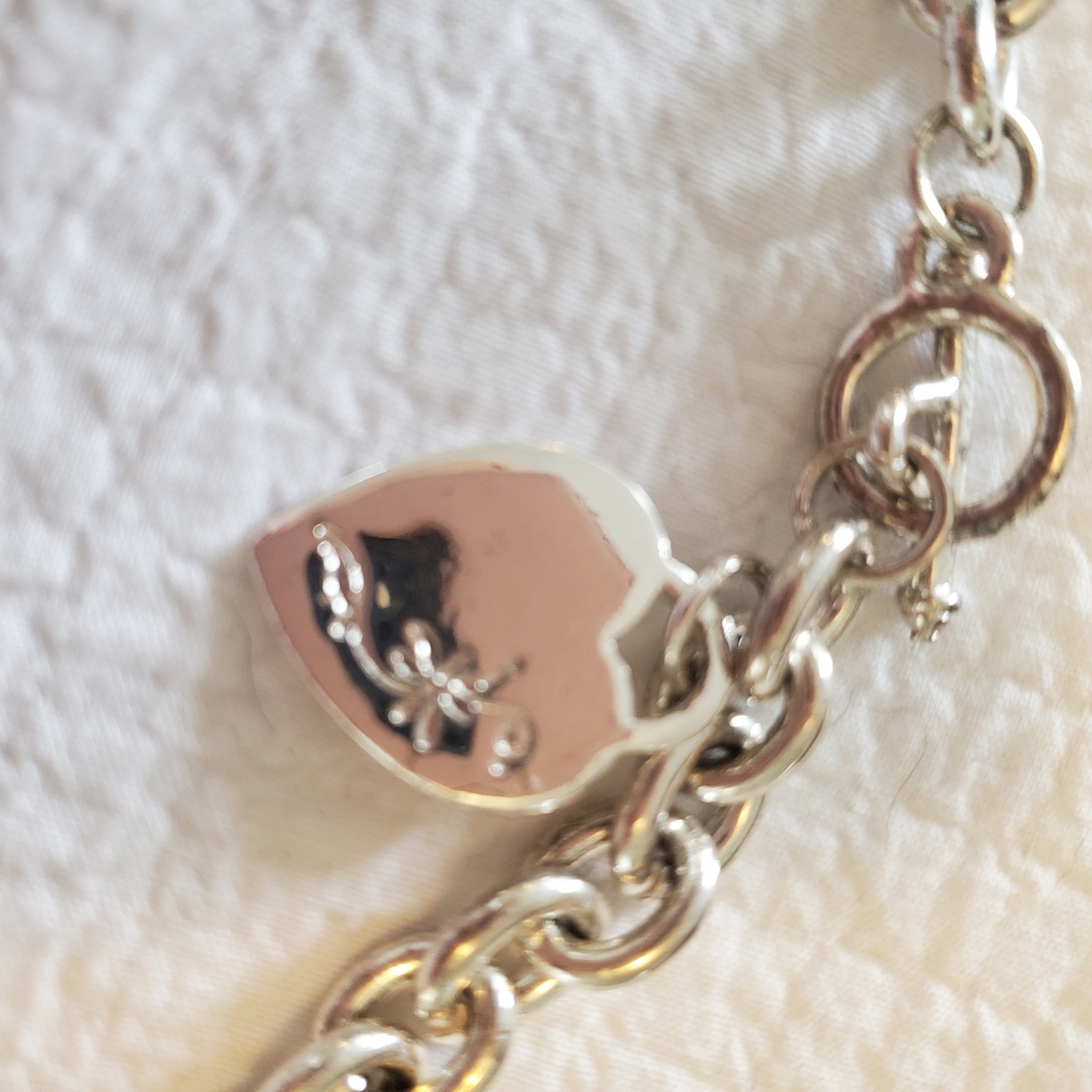 Nine West Silver-tone Chunky Chain Necklace With Heart Charm Y2K